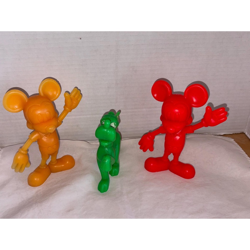 Vintage Disney Molded Plastic Figurines - Mickey Mouse & Pluto Walt Disney  Prod